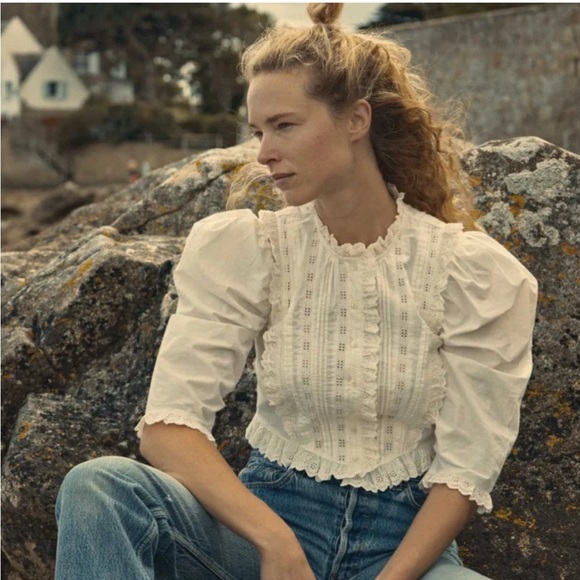 Doen Tops - Doen Amadine Blouse in Powder